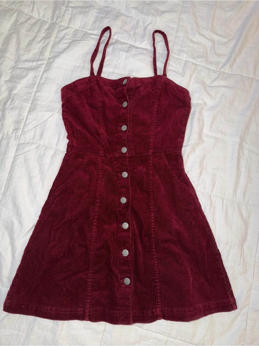 H&M Wine Red Corduroy Mini Dress